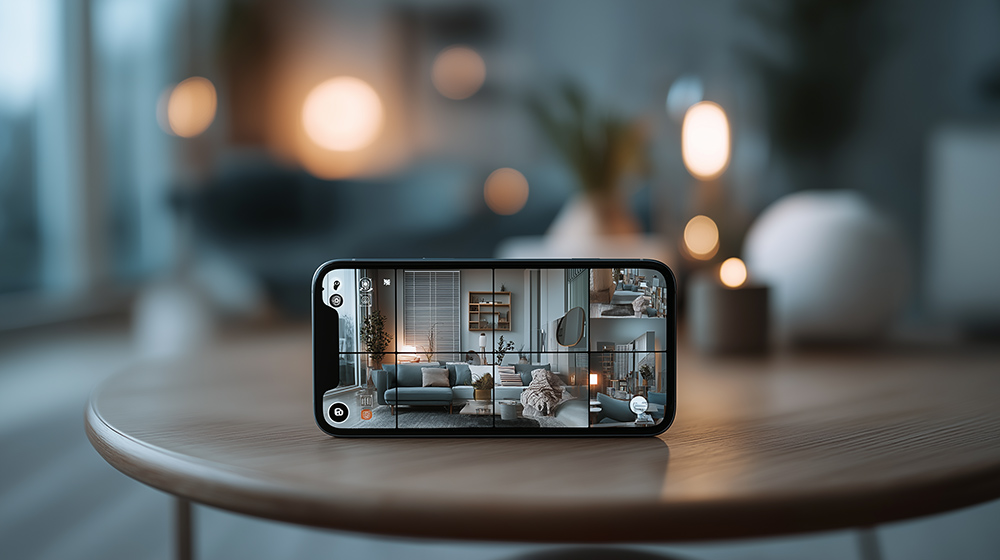 Smartphone app showing live video feed